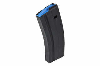 The Ammunition Storage Components 6.5 Grendel Magazine holds 25 rounds of ammunition and features a blue follower